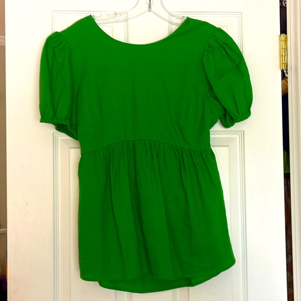 Bright green tie-back shirt